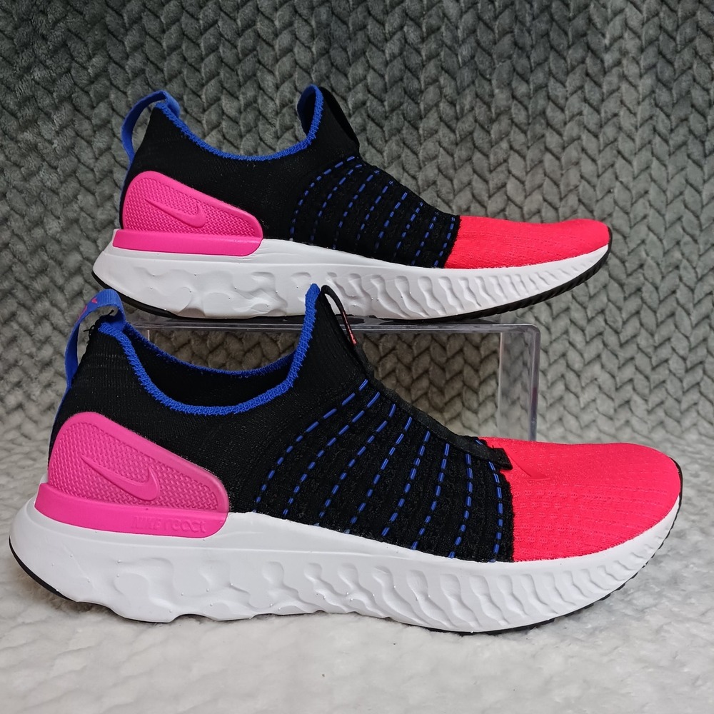 Nike React Phantom Run Flyknit 2 Black Bright Crimson Womens Running Shoe Size 8